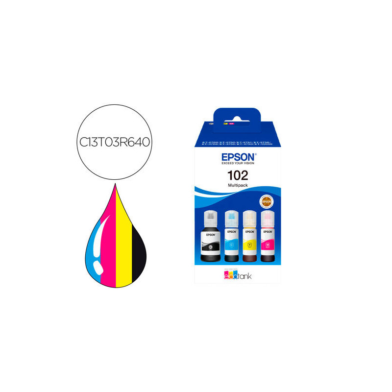 INK-EPSON /102 ECOTANK MULTIPACK BOTELLA INK /ECOTANK ET-2700 / ET-2750 / ET-2751 / ET-2756 / ET-370