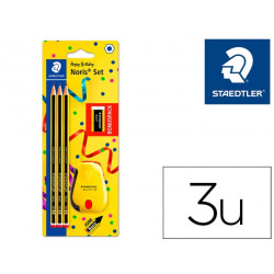 LAPICES DE GRAFITO STAEDTLER NORIS N.2 HB BLISTER PROMOCIONAL 120 ANIVERS DE 3 UDS + AFILALAPIZ CON 