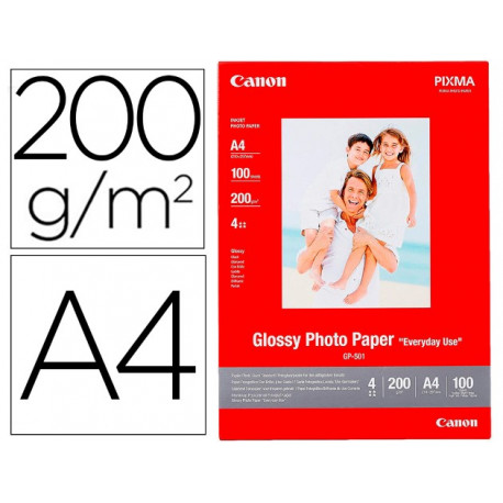 PAPEL FOTOGRAFICO CANON PIXMA BRILLO DIN A4 200G/M2 INK-JET PAQUETE DE 100 HOAS Nova: PAPEL FOTOGRAF