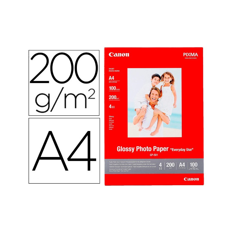 PAPEL FOTOGRAFICO CANON PIXMA BRILLO DIN A4 200G/M2 INK-JET PAQUETE DE 100 HOAS Nova: PAPEL FOTOGRAF