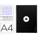 CUADERNO ESPIRAL A4 MICRO ANTARTIK TAPA FORRADA 80H 90 GR CUADRO 5MM 1 BANDA 4 TALADROS NEGRO