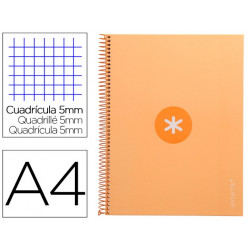 CUADERNO ESPIRAL A4 MICRO ANTARTIK TAPA FORRADA 80H 90 GR CUADRO 5MM 1 BANDA 4 TALADROS COLOR PEACH