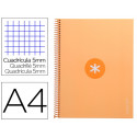 CUADERNO ESPIRAL A4 MICRO ANTARTIK TAPA FORRADA 80H 90 GR CUADRO 5MM 1 BANDA 4 TALADROS COLOR PEACH