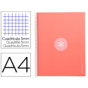 CUADERNO ESPIRAL A4 MICRO ANTARTIK TAPA FORRADA 80H 90 GR CUADRO 5MM 1 BANDA 4 TALADROS MENTA