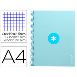 CUADERNO ESPIRAL A4 MICRO ANTARTIK TAPA FORRADA 80H 90 GR CUADRO 5MM 1 BANDA 4 TALADROS CELESTE