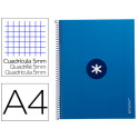 CUADERNO ESPIRAL A4 MICRO ANTARTIK TAPA FORRADA 80H 90 GR CUADRO 5MM 1 BANDA 4 TALADROS AZUL OSCURO