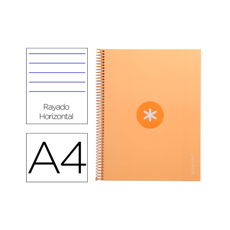 CUADERNO ESPIRAL A4 MICRO ANTARTIK TAPA FORRADA80H 90 GR HORIZONTAL 1 BANDA 4 TALADROS COLOR PEACH