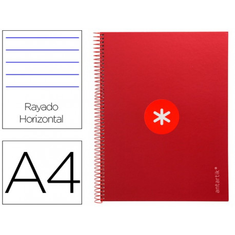 CUADERNO ESPIRAL A4 MICRO ANTARTIK TAPA FORRADA80H 90 GR HORIZONTAL 1 BANDA 4 TALADROS COLOR FRAMBUE