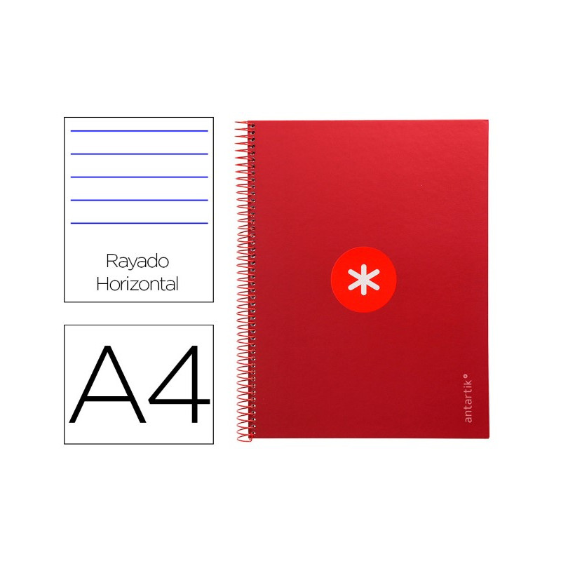 CUADERNO ESPIRAL A4 MICRO ANTARTIK TAPA FORRADA80H 90 GR HORIZONTAL 1 BANDA 4 TALADROS COLOR FRAMBUE