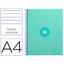 CUADERNO ESPIRAL A4 MICRO ANTARTIK TAPA FORRADA80H 90 GR HORIZONTAL 1 BANDA 4 TALADROS COLOR MENTA