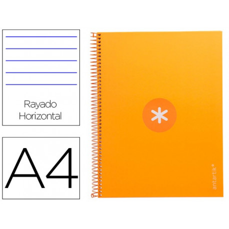 CUADERNO ESPIRAL A4 MICRO ANTARTIK TAPA FORRADA80H 90 GR HORIZONTAL 1 BANDA 4 TALADROS COLOR MOSTAZA