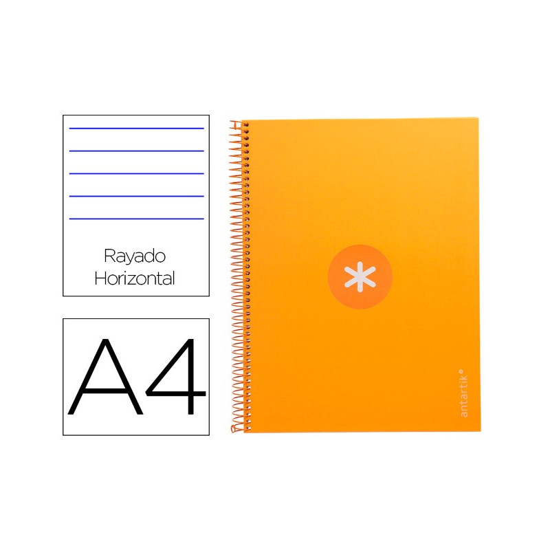 CUADERNO ESPIRAL A4 MICRO ANTARTIK TAPA FORRADA80H 90 GR HORIZONTAL 1 BANDA 4 TALADROS COLOR MOSTAZA