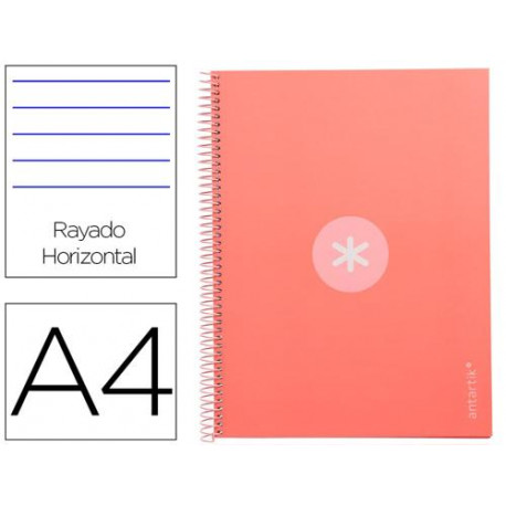 CUADERNO ESPIRAL A4 MICRO ANTARTIK TAPA FORRADA80H 90 GR HORIZONTAL 1 BANDA 4 TALADROS COLOR ROSA CL