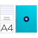 CUADERNO ESPIRAL A4 MICRO ANTARTIK TAPA FORRADA80H 90 GR HORIZONTAL 1 BANDA 4 TALADROS COLOR TURQUES