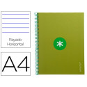 CUADERNO ESPIRAL A4 MICRO ANTARTIK TAPA FORRADA80H 90 GR HORIZONTAL 1 BANDA 4 TALADROS COLOR VERDE