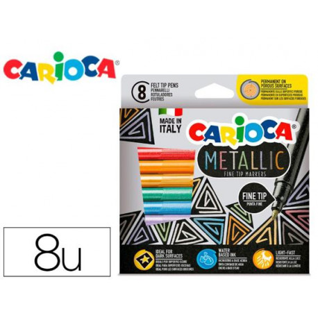 ROTULADOR CARIOCA METALLIC PUNTA FINA CAJA DE 8 COLORES SURTIDOS