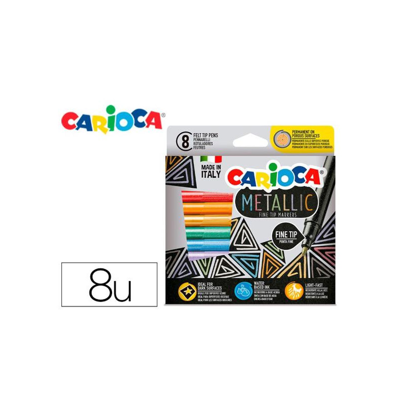 ROTULADOR CARIOCA METALLIC PUNTA FINA CAJA DE 8 COLORES SURTIDOS