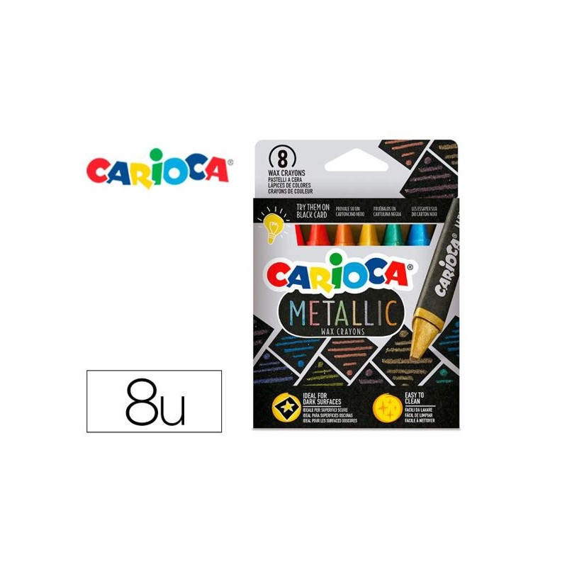 LAPICES CERA CARIOCA METALLIC TRIANGULAR CAJA DE 8 UNIDADES COLORES SURTIDOS