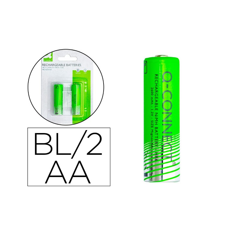 PILA Q-CONNECT ALCALINA AA RECARGABLE BLISTER DE 2 UNIDADES