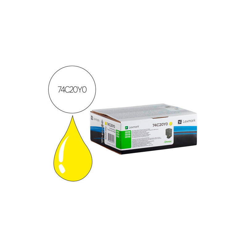 TONER LEXMARK LASER 74C20Y0 CX725DE / CS720DE / CS725DE AMARILLO 3000 PAGINAS