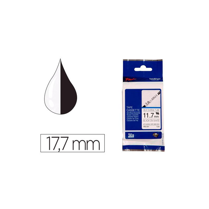 CINTA BROTHER HSE 231 TERMORETRACTIBLE 11,7 MM NEGRO/BLANCO