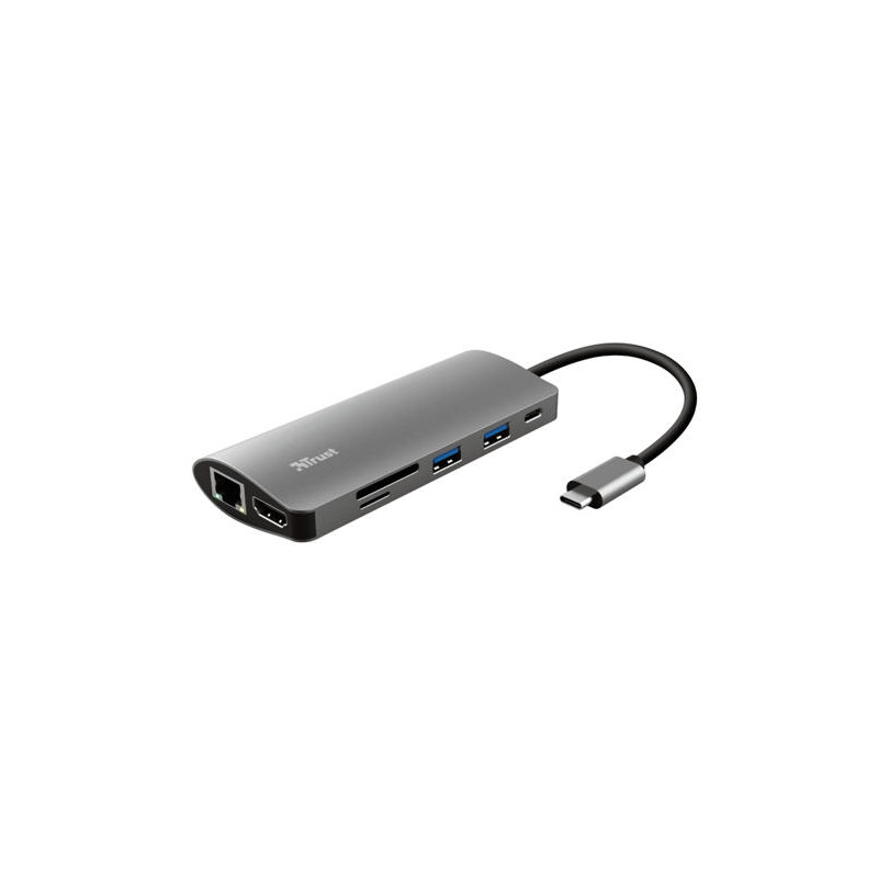 ADAPTADOR TRUST DALYX 7 EN 1 MULTIPUERTO USB-C / HDMI / 2X USB-A / NETWORK / MICRO / MICRO SD / ETHE