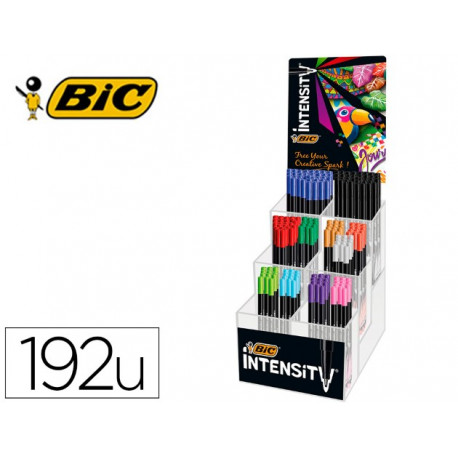 ROTULADOR BIC INTENSITY FINE PUNTA DE FIBRA 0,4 MM EXPOSITOR 192 UNIDADES COLORES SURTIDOS 160X130X3