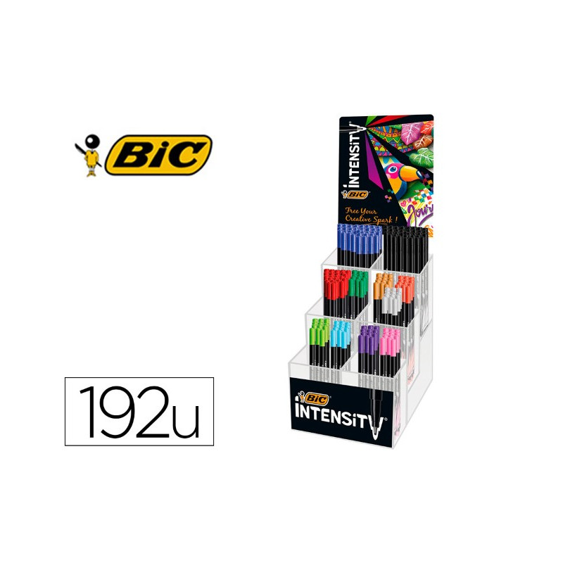 ROTULADOR BIC INTENSITY FINE PUNTA DE FIBRA 0,4 MM EXPOSITOR 192 UNIDADES COLORES SURTIDOS 160X130X3