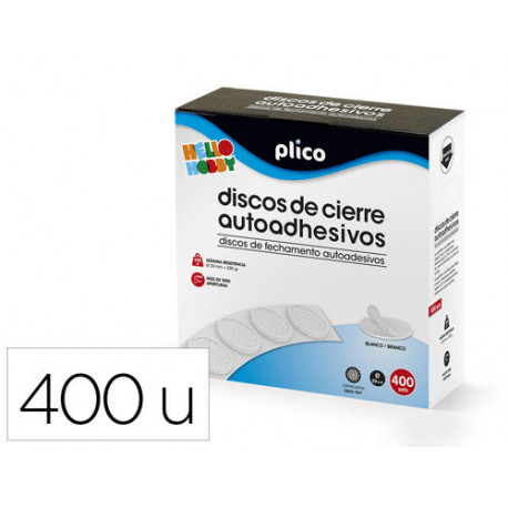 DISCO DE CIERRE PLICO VELCRO AUTOADHESIVO 20 MM DIAMETRO COLOR BLANCO CAJA DE 400 UNIDADES