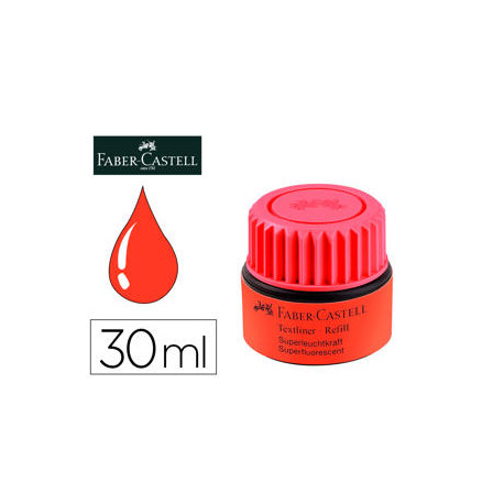 TINTA ROTULADOR FABER CASTELL TEXTLINER FLUORESCENTE 1549 CON SISTEMA CAPILAR COLOR ROJO BOTE 30 ML