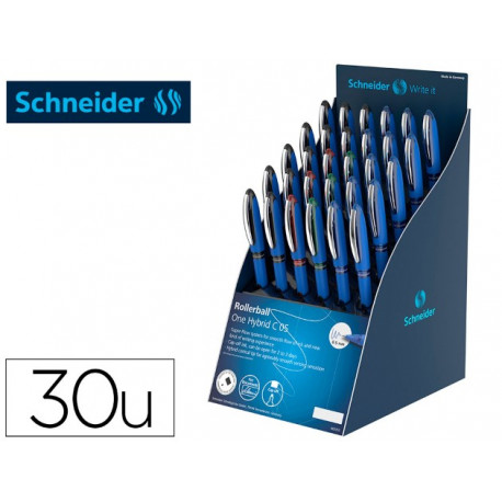 ROLLER SCHNEIDER ONE HYBRID PUNTA CONICA 0,5 MM EXPOSITOR DE 30 UNIDADES COLORES SURTIDOS 168X315X21