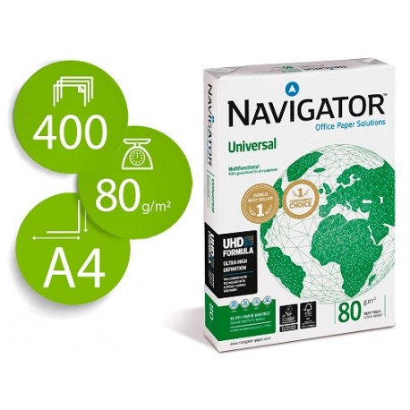 PAPEL FOTOCOPIADORA NAVIGATOR DIN A4 80 GRAMOS PAQUETE DE 400 HOJAS