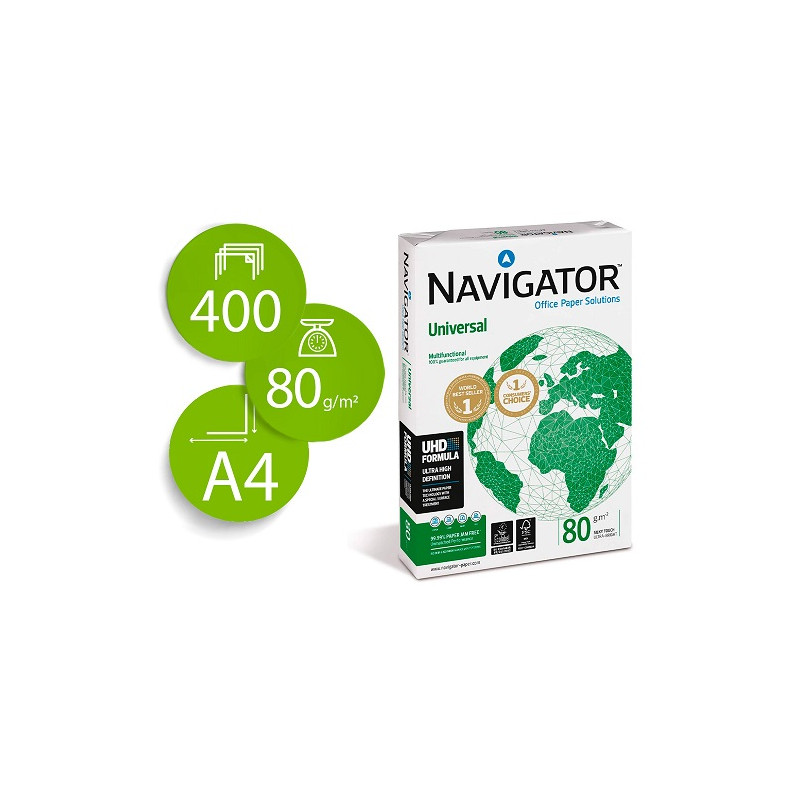 PAPEL FOTOCOPIADORA NAVIGATOR DIN A4 80 GRAMOS PAQUETE DE 400 HOJAS