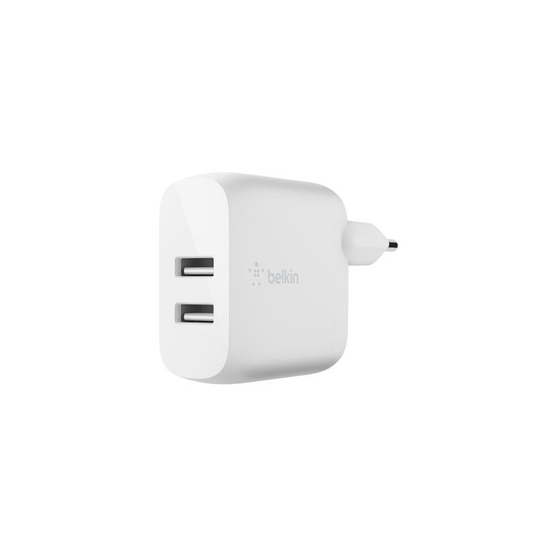 CARGADOR DOMESTICO BELKIN WCB002VFWH DOBLE USB-A BOOST CHARGE 12WX2 COLOR BLANCO