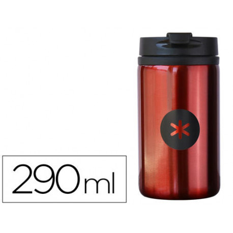 VASO ANTARTIK COLOR ROJO ACERO INOXIDABLE CON TAPA DOSIFICADOR DE SEGURIDAD Y BASE ACOLCHADA 290 ML 