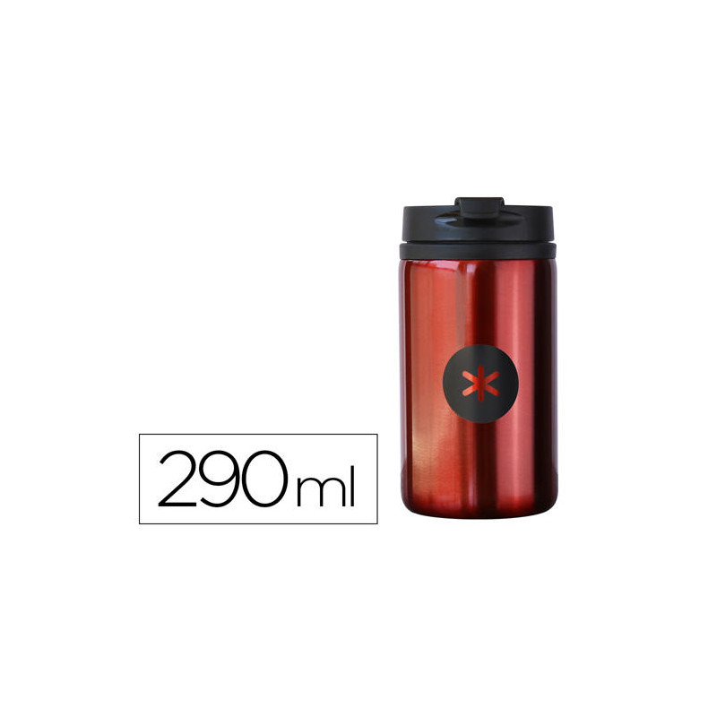 VASO ANTARTIK COLOR ROJO ACERO INOXIDABLE CON TAPA DOSIFICADOR DE SEGURIDAD Y BASE ACOLCHADA 290 ML 