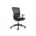 SILLA DE OFICINA ROCADA BRAZOS REGULABLES ASIENTO TELA IGNIFUGA Y RESPALDO MALLA COLOR NEGRO