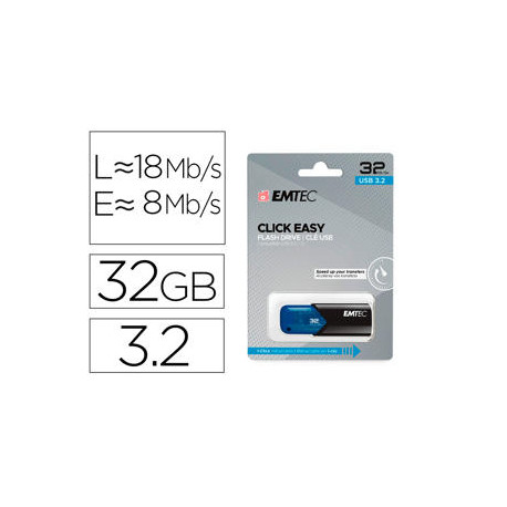 MEMORIA EMTEC USB 3.2 CLICK EASY 32 GB AZUL