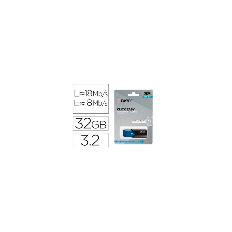 MEMORIA EMTEC USB 3.2 CLICK EASY 32 GB AZUL