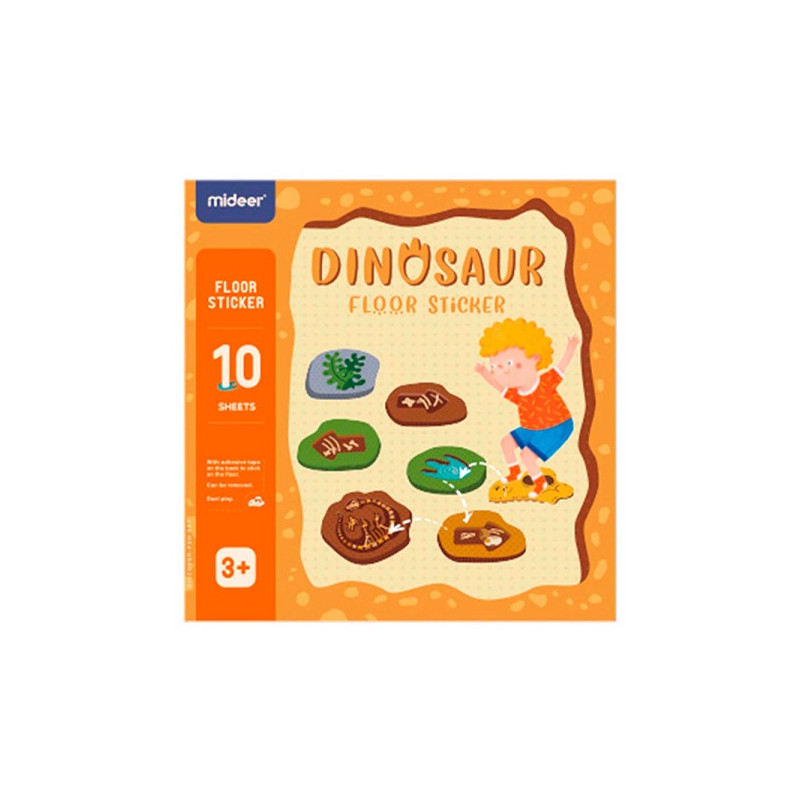 JUEGO DIDACTICO MIDEER DINOSAURIO CON 64 ADHESIVOS PARA SUELO REMOVIBLES