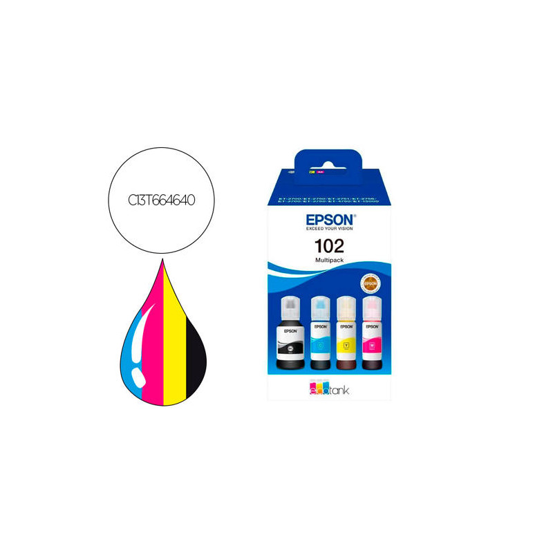 INK-EPSON /664 4 CLR MULTIPACK (BK / C / M / Y) ECOTANK L300 / L355 / L555 / ET-2500 / ET-2550 / ET-