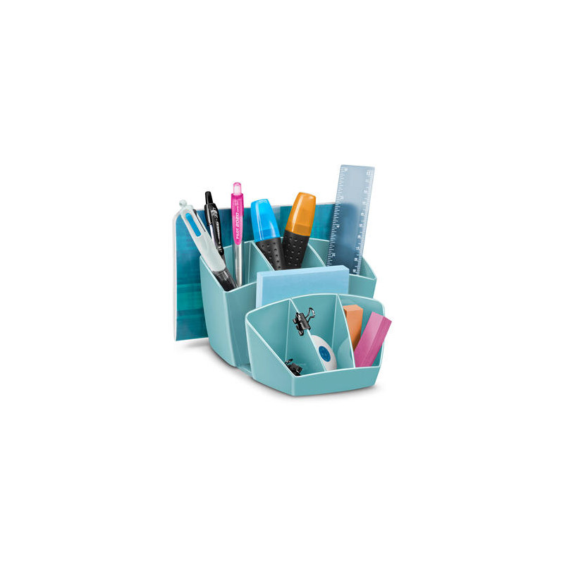 ORGANIZADOR DE SOBREMESA CEP RIVIERA PLASTICO 8 DEPARTAMENTOS COLOR VERDE AGUA 143X158X93 MM