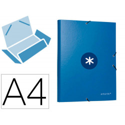 CARPETA ANTARTIK GOMAS A4 3 SOLAPAS CARTON FORRADO AZUL OSCURO