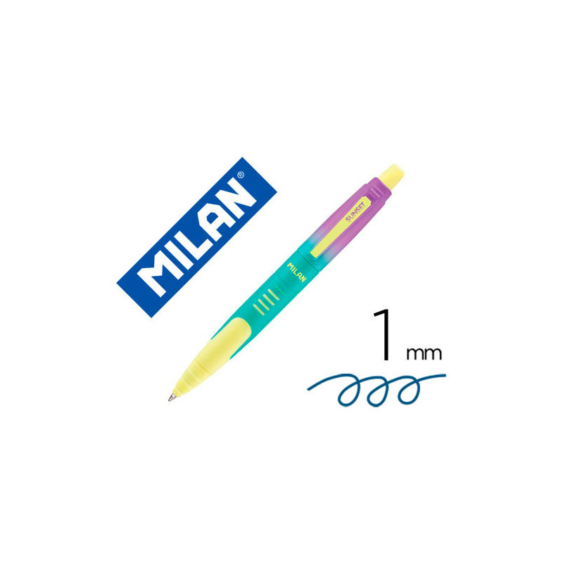 BOLIGRAFO MILAN COMPACT SUNSET RETRACTIL TINTA AZUL PUNTA 1 MM COLORES SURTIDOS