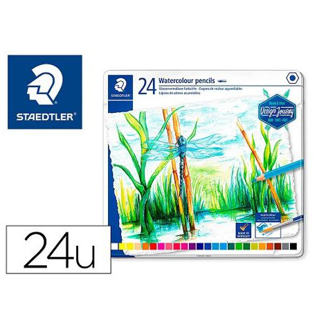 LAPICES DE COLORES STAEDTLER ACUARELABLES CAJA METAL DE 24 UNIDADES COLORES SURTIDOS