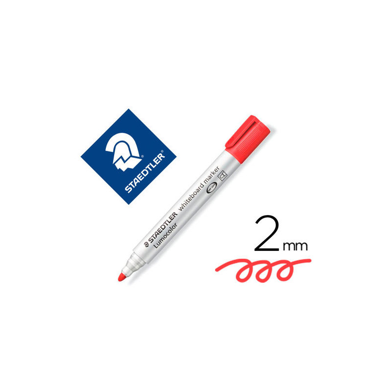 ROTULADOR STAEDTLER LUMOCOLOR 351 PARA PIZARRA BLANCA PUNTA REDONDA 2 MM RECARGABLE COLOR ROJO