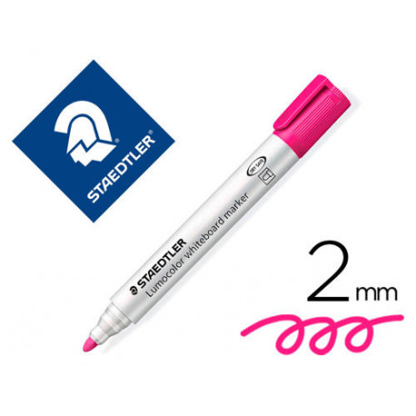 ROTULADOR STAEDTLER LUMOCOLOR 351 PARA PIZARRA BLANCA PUNTA REDONDA 2 MM RECARGABLE COLOR ROSA