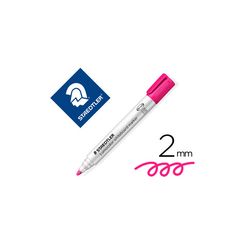 ROTULADOR STAEDTLER LUMOCOLOR 351 PARA PIZARRA BLANCA PUNTA REDONDA 2 MM RECARGABLE COLOR ROSA