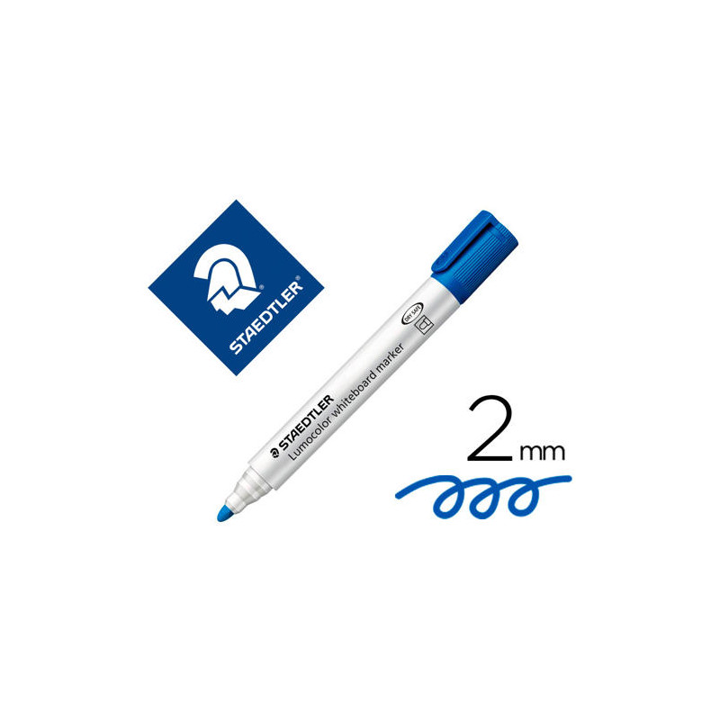 ROTULADOR STAEDTLER LUMOCOLOR 351 PARA PIZARRA BLANCA PUNTA REDONDA 2 MM RECARGABLE COLOR AZUL