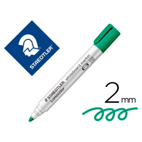 ROTULADOR STAEDTLER LUMOCOLOR 351 PARA PIZARRA BLANCA PUNTA REDONDA 2 MM RECARGABLE COLOR VERDE CLAR